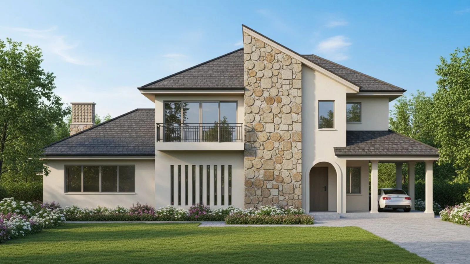 Virtually staged living room